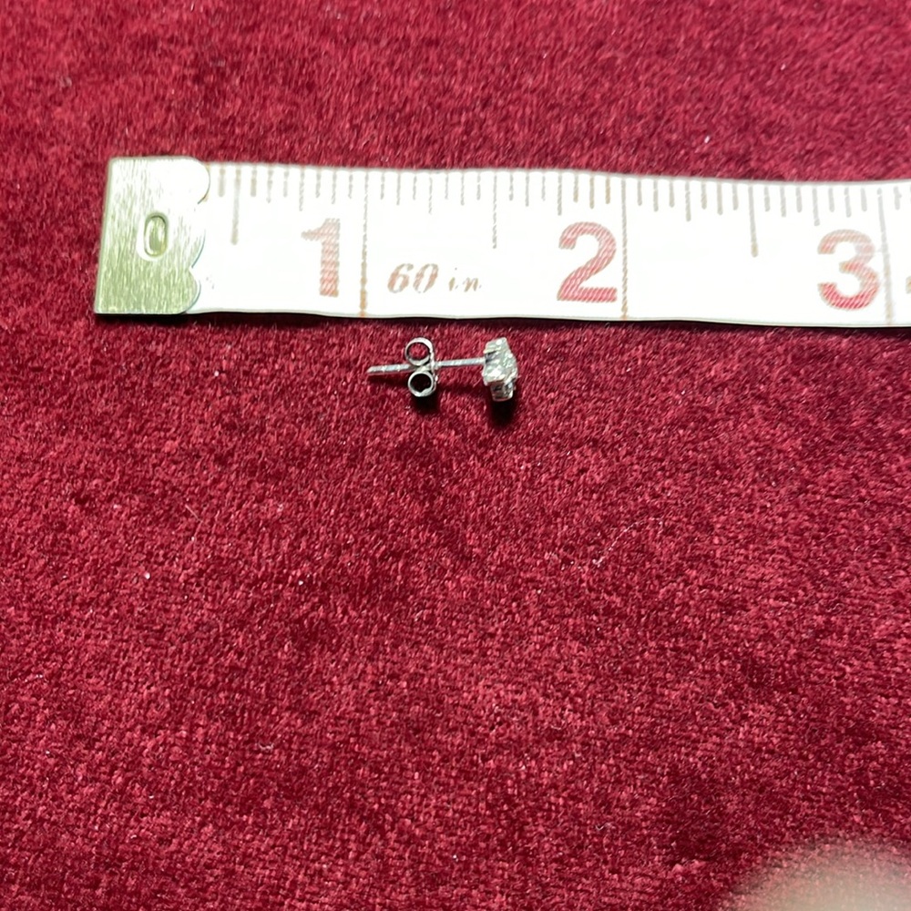 One Tiny Diamond Flower Stud Earring Set In 14k W… - image 3